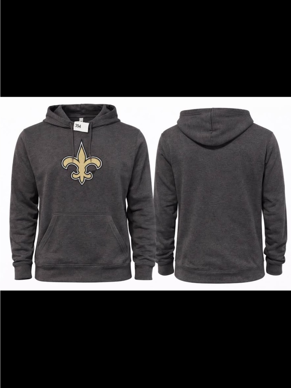 Men's Charcoal Hoodie Sweatshirt with Gold Fleur-de-Lis